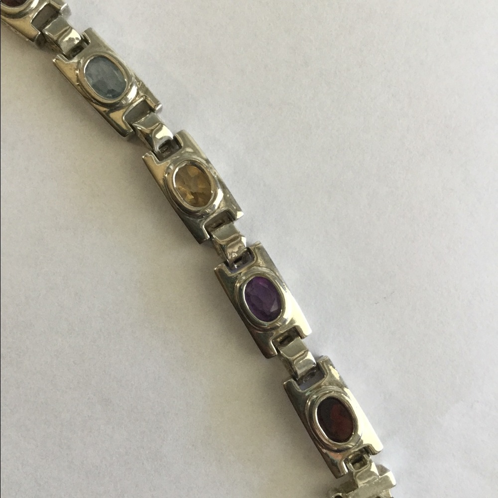 Multi Stone Square Link Bracelet